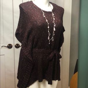 ⭐️LANE BRYANT BURGUNDY TUNIC TIE SWEATER 18/20